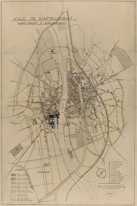 Plan de la ville de Châtellerault - avant-projet 1945